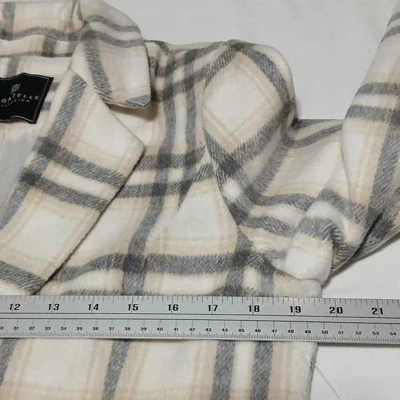BAGATELLE COLLECTION Women's Plaid Blazer Jacket Cream Gray Size M Single Button - Picture 7 of 12